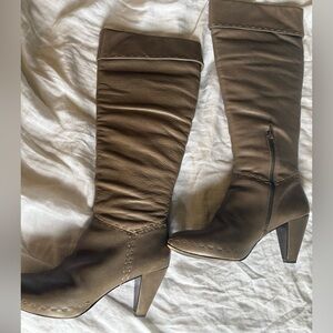Gentle Souls taupe-grey knee hi slouch boots